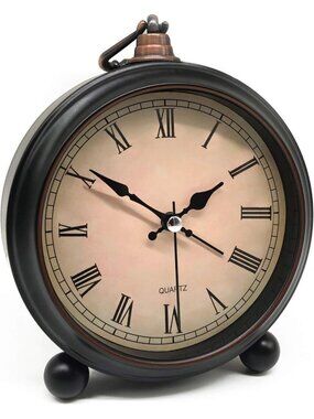 Home Black Analog Quartz Vintage Roman Super Silent Non Ticking Alarm Clock